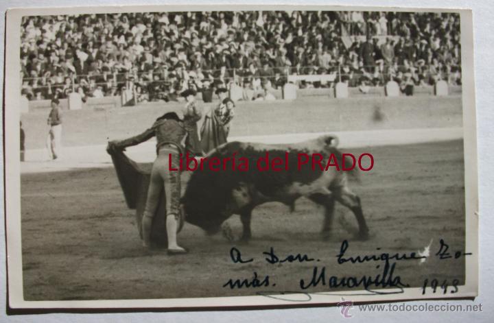Tauromachie: ANTONIO GARC&Iacute;A BUSTAMANTE MARAVILLA - TARJETA POSTAL FOTOGR&Aacute;FICA CON AUT&Oacute;GRAFO 1943 - TOROS