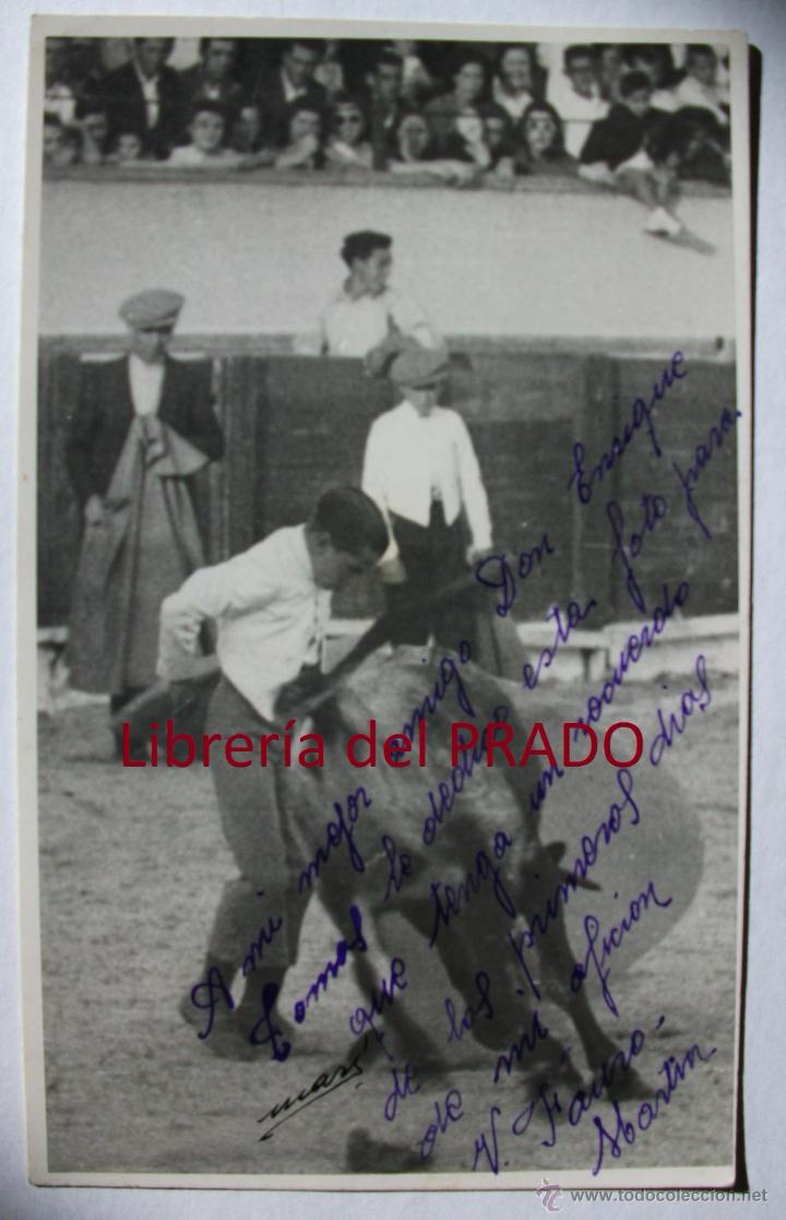 Tauromachia: VICENTE FAUR&Oacute; MART&Iacute;N - TARJETA POSTAL FOTOGR&Aacute;FICA CON AUT&Oacute;GRAFO FOTO MAR&Iacute; MADRID A&Ntilde;OS 40 - TOROS