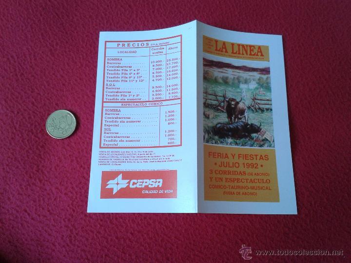 Bullfighting: PEQUE&Ntilde;O FOLLETO DIPTICO TOROS TAUROMAQUIA CORRIDA TORO FERIA Y FIESTAS JULIO 1992 PLAZA LA LINEA CAD
