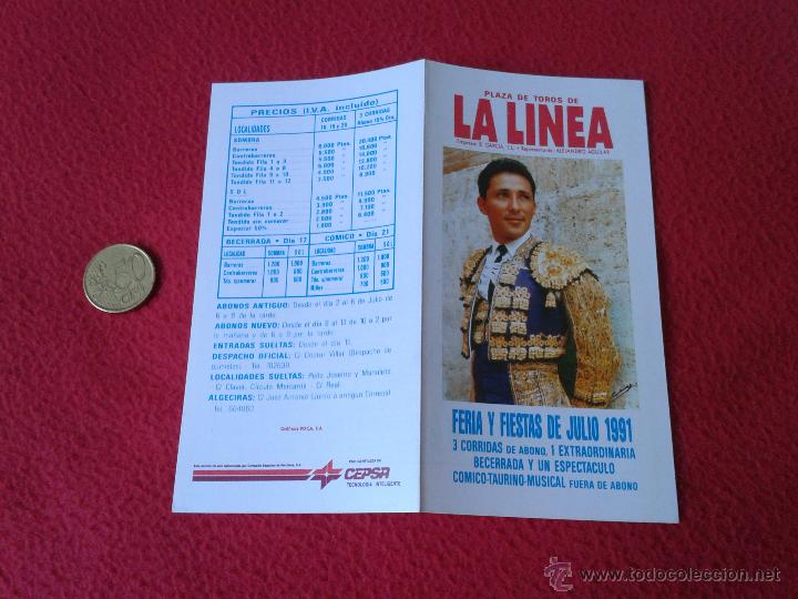 Tauromachia: PEQUE&Ntilde;O FOLLETO DIPTICO TOROS TAUROMAQUIA CORRIDA TORO FERIA Y FIESTAS 1991 LA LINEA CADIZ IDEAL COL