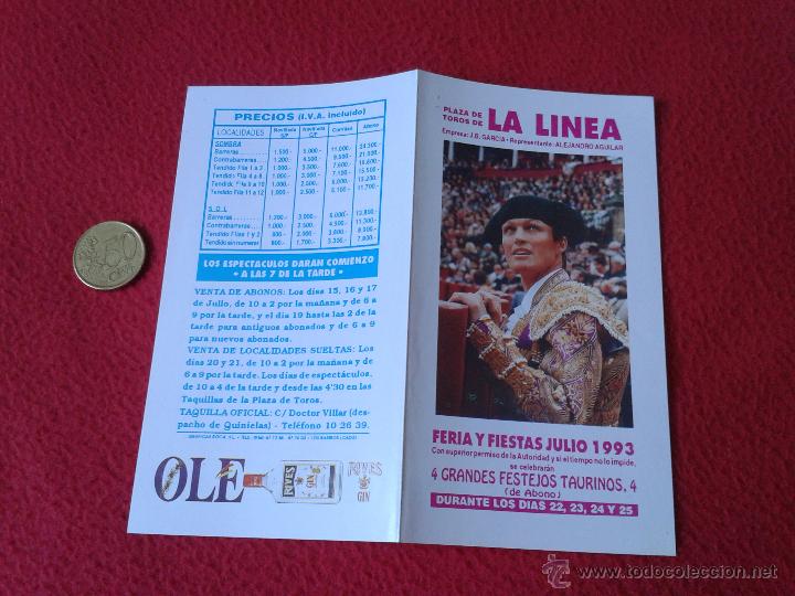 Tauromaquia: PEQUE&Ntilde;O FOLLETO DIPTICO TOROS TAUROMAQUIA CORRIDA TORO FERIA Y FIESTAS 1993 PLAZA LA LINEA CADIZ IDE