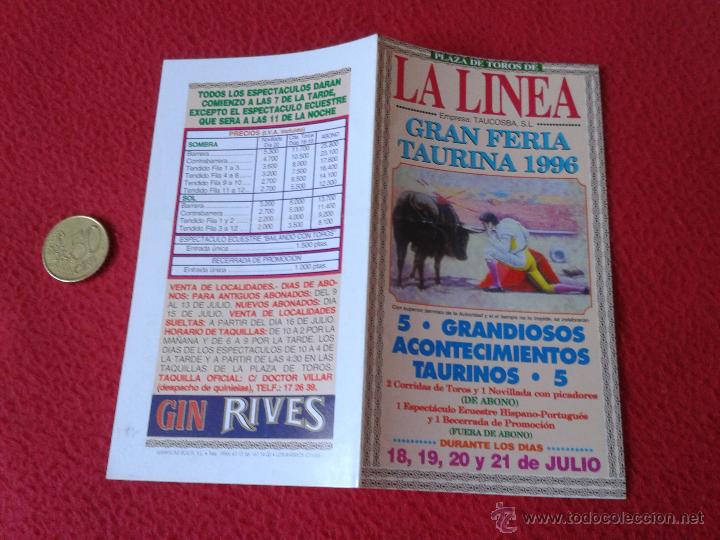 Tauromaquia: PEQUE&Ntilde;O FOLLETO DIPTICO TOROS TAUROMAQUIA CORRIDA TORO FERIA TAURINA 1996 PLAZA LA LINEA CADIZ IDEAL