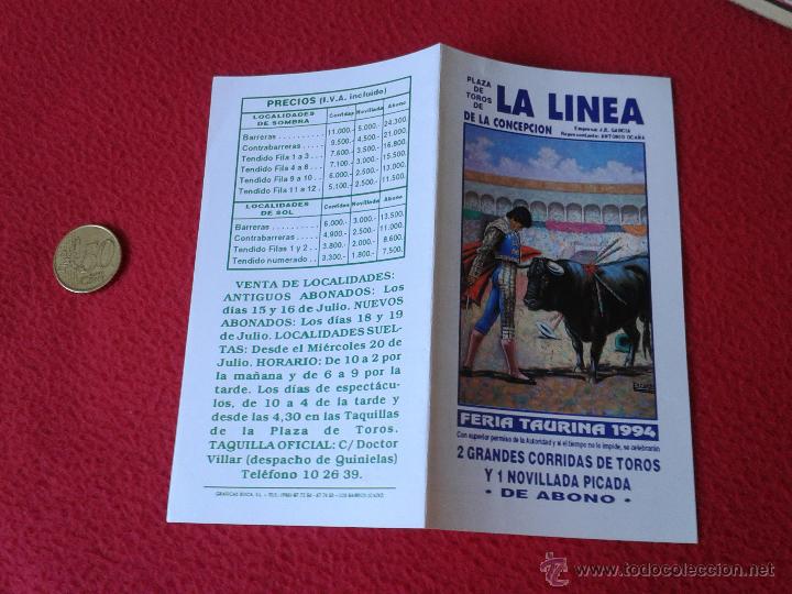 Tauromaquia: PEQUE&Ntilde;O FOLLETO DIPTICO TOROS TAUROMAQUIA CORRIDA TORO FERIA TAURINA 1994 PLAZA LA LINEA CADIZ IDEAL