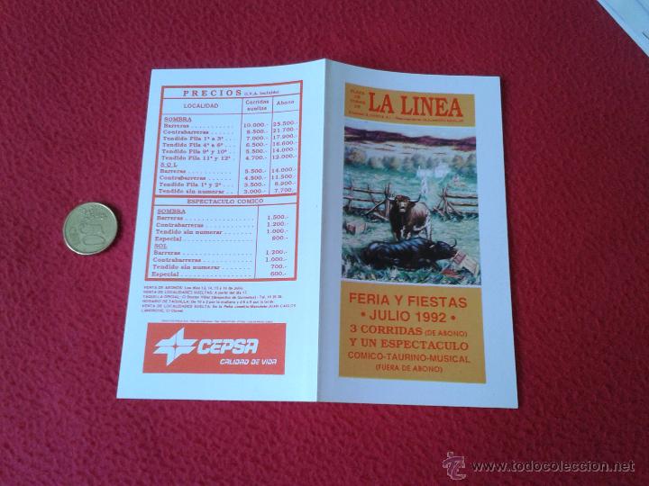 Tauromaquia: PEQUE&Ntilde;O FOLLETO DIPTICO TOROS TAUROMAQUIA CORRIDA TORO FERIA Y FIESTAS 1992 LA LINEA CADIZ IDEAL COL