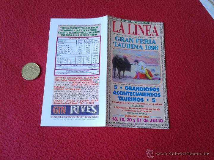 Tauromaquia: PEQUE&Ntilde;O FOLLETO DIPTICO TOROS TAUROMAQUIA CORRIDA TORO FERIA TAURINA 1996 PLAZA LA LINEA CADIZ IDEAL