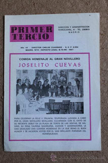 Tauromaquia: Primer Tercio. A&ntilde;o VII. Madrid, 1973. Comida al gran novillero Joselito Cuevas.