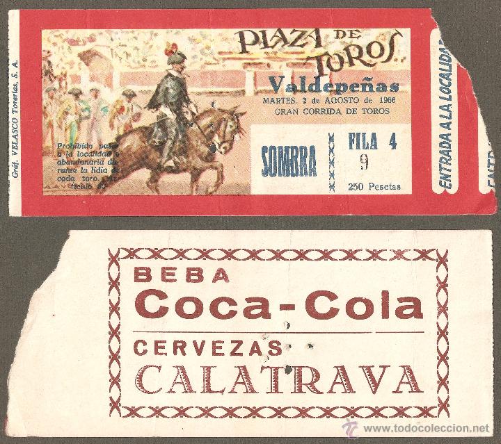 Tauromaquia: ENTRADA PLAZA DE TOROS DE VALDEPE&Ntilde;AS (CIUDAD REAL), ANTONIO BIENVENIDA, 2-8-1966