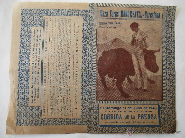 Tauromaquia: TOROS BARCELONA-JULIO 1943-BELMONTE, MANOLETE Y ESCUDERO. reservado a VESPASIANO.