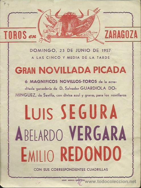 Tauromaquia: 4 PROGRAMAS CORRIDAS DE TOROS EN ZARAGOZA. 1957-1958 - Foto 2
