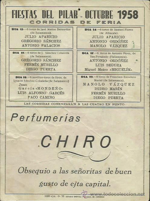 Tauromaquia: 4 PROGRAMAS CORRIDAS DE TOROS EN ZARAGOZA. 1957-1958 - Foto 4