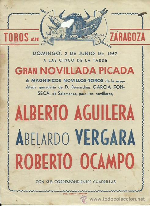Tauromaquia: 4 PROGRAMAS CORRIDAS DE TOROS EN ZARAGOZA. 1957-1958 - Foto 8