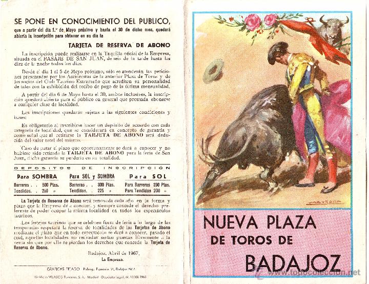 Tauromaquia: PROGRAMA NUEVA PLAZA DE TOROS DE BADAJOZ CON ESQUEMA NUM&Eacute;RICO DE LOS TENDIDOS - Foto 1