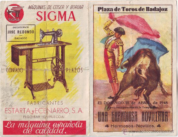 Tauromaquia: PROGRAMA DE TOROS DE BADAJOZ 1948 - Foto 1