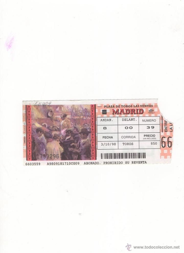 Tauromachia: ENTRADA DE TOROS, PLAZA DE TOROS DE MADRID, 1998.