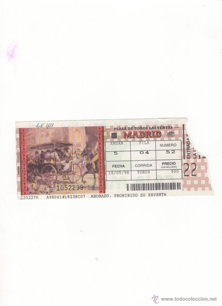 Tauromachia: ENTRADA DE TOROS, PLAZA DE TOROS DE MADRID, 1998.