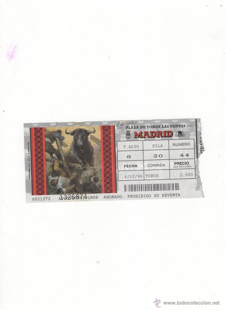Tauromachia: ENTRADA DE TOROS, PLAZA DE TOROS DE MADRID, 1996.