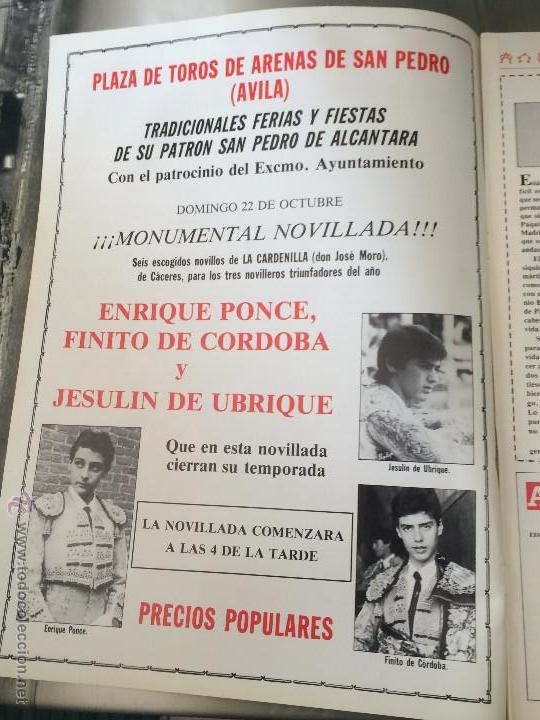Bullfighting: Poster de corrida de toros. P&aacute;gina de prensa enmarcable. A&ntilde;o 1985. 24 x 34 cm.