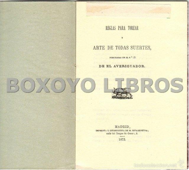 Tauromaquia: Reglas para torear y Arte de todas suertes. Publicads en el n&ordm; 15 de El Averiguador