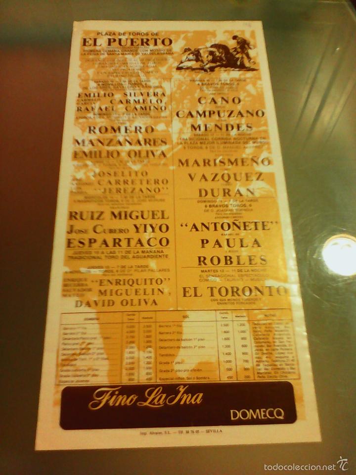 Tauromaquia: CARTEL DE TOROS EN EL PUERTO. PRIMERA SEMANA GRANDE. ESPARTACO, YIYO, DE PAULA, JOSELITO.