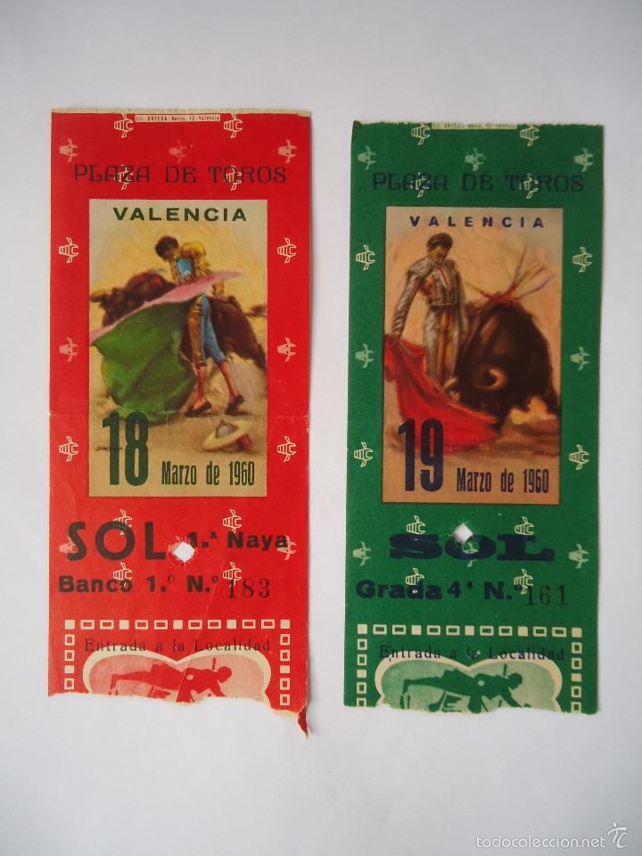Stierkampf: 2 entradas de toros del 18 y 19 de marzo de 1960 de la plaza de toros de valencia