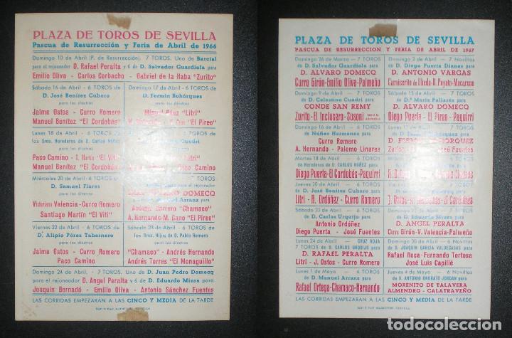 Tauromaquia: 2 PROGRAMAS PLAZA DE TOROS DE SEVILLA 1966 Y 1967 - Foto 2