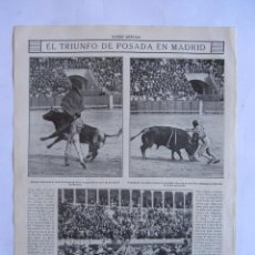 Tauromaquia: RECORTE MUNDO GRAFICO 19 MAYO 1915. TOROS POSADA EN MADRID. ALFONSO XIII VISITA BELLAS ARTES.. Lote 63113884