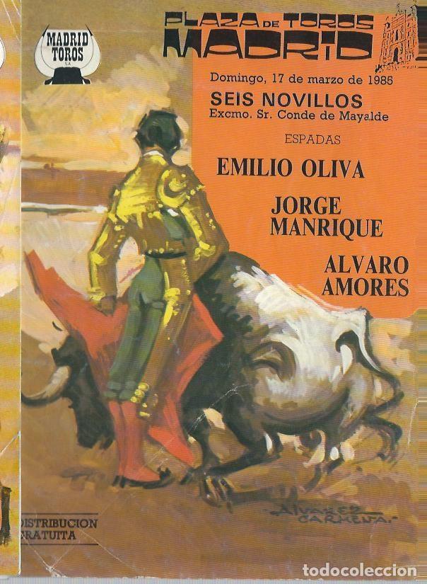 Tauromaquia: PROGRAMA PLAZA DE TOROS LAS VENTAS MADRID.DEL 17 DE MARZO  1985. - Foto 1