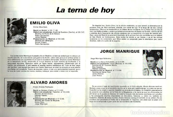 Tauromaquia: PROGRAMA PLAZA DE TOROS LAS VENTAS MADRID.DEL 17 DE MARZO  1985. - Foto 2