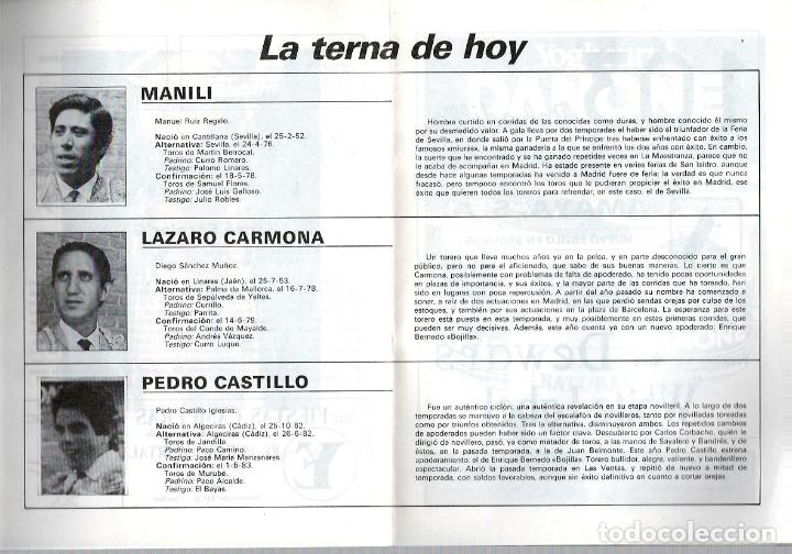 Tauromaquia: PROGRAMA PLAZA DE TOROS LAS VENTAS MADRID.DEL 24 DE MARZO 1985. - Foto 2