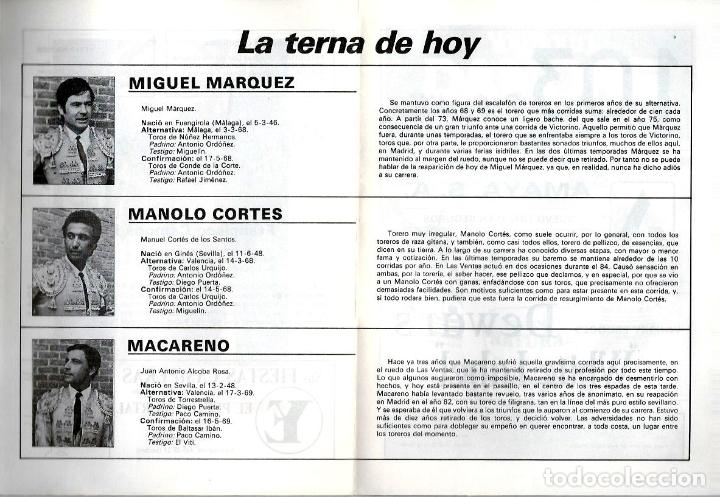 Tauromaquia: PROGRAMA PLAZA DE TOROS LAS VENTAS MADRID.DEL 31 DE MARZO 1985. - Foto 2