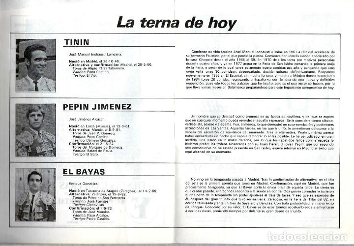 Tauromaquia: PROGRAMA PLAZA DE TOROS LAS VENTAS MADRID.DEL 14 DE ABRIL 1985. - Foto 2