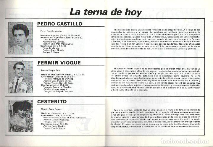 Tauromaquia: PROGRAMA PLAZA DE TOROS LAS VENTAS MADRID.DEL 28 DE ABRIL 1985. - Foto 2