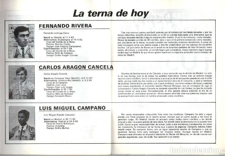 Tauromaquia: PROGRAMA PLAZA DE TOROS LAS VENTAS MADRID.DEL 2 DE MAYO 1985. - Foto 2