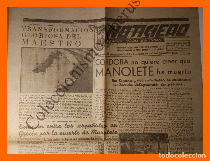 Tauromaquia: Periodico Noticiero 1 Septiembre 1947 - C&oacute;rdoba no quiere creer que Manolete ha muerto
