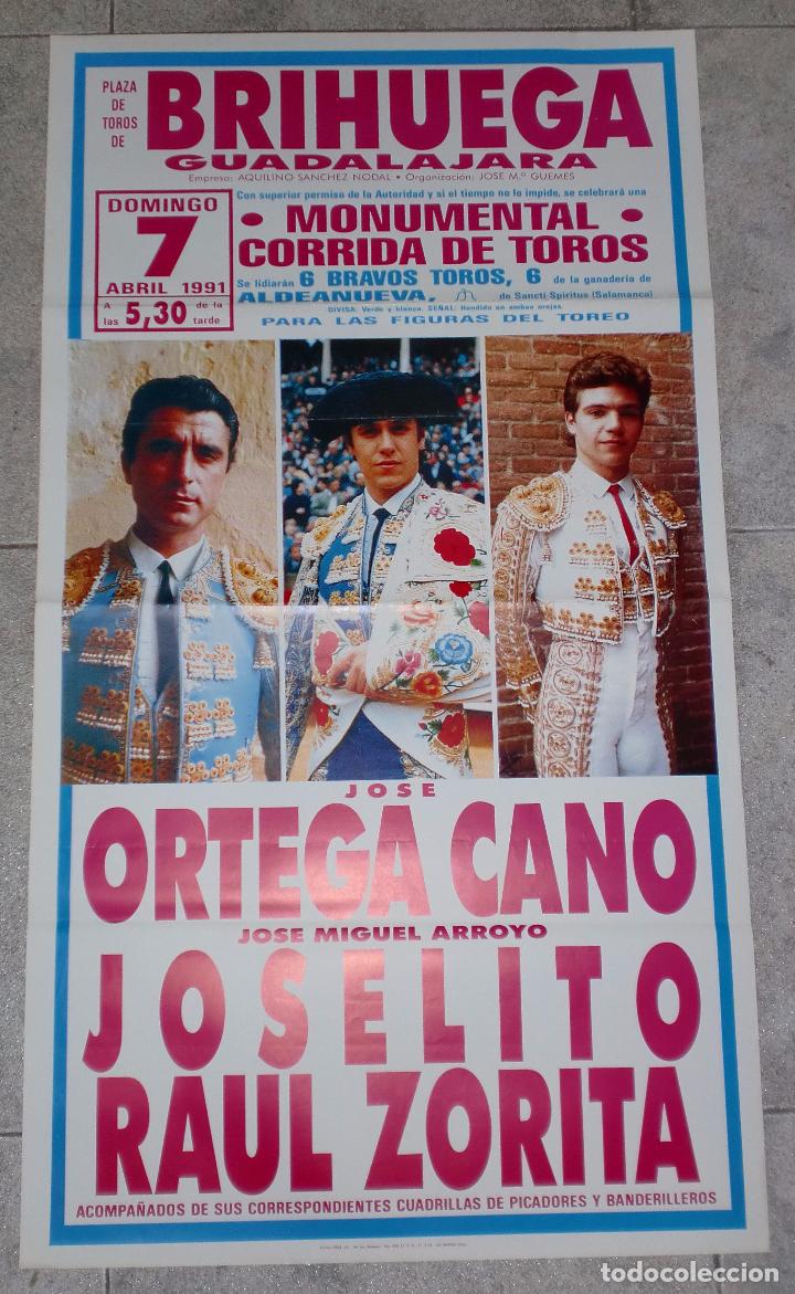 Tauromaquia: CARTEL. PLAZA DE TOROS DE BRIHUEGA, GUADALAJARA. 1991. ORTEGA CANO, JOSELITO, RAUL ZORITA.