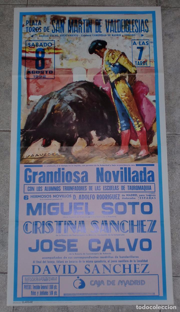 Tauromaquia: CARTEL. PLAZA DE TOROS DE SAN MARTIN DE VALDEIGLESIAS. 1992. MIGUEL SOTO, CRISTINA SANCHEZ, CALVO.