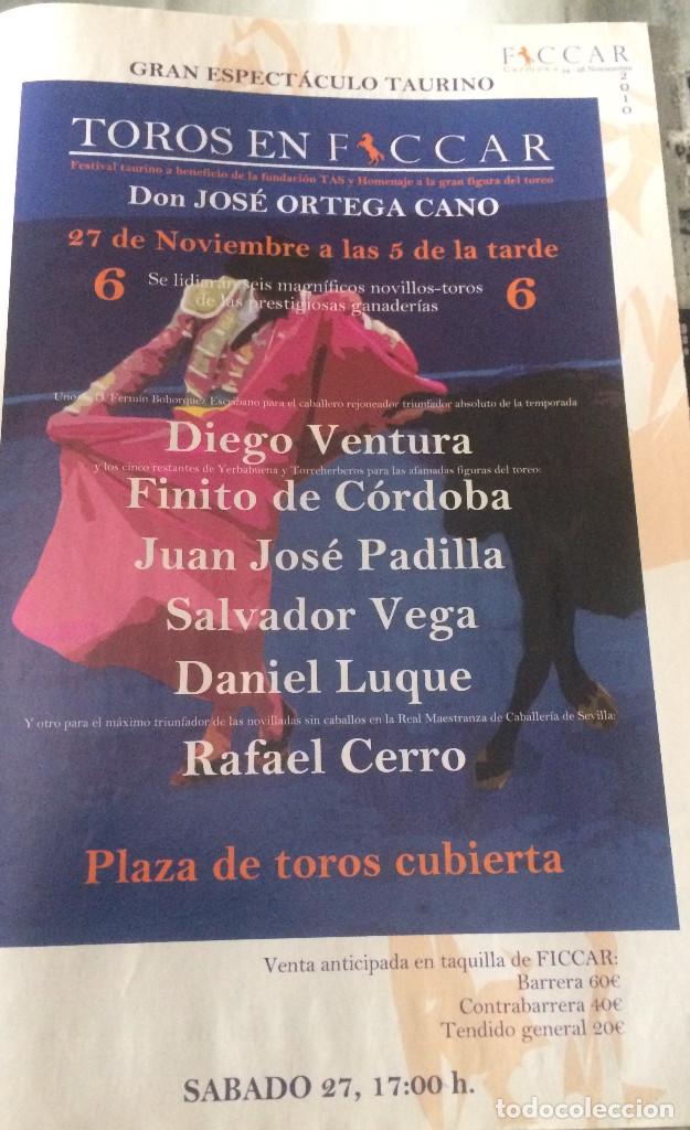 Tauromaquia: Publicidad de toros en Carmona, Sevilla. Ortega Cano, Finito de C&oacute;rdoba, etc. P&aacute;gina de revista.