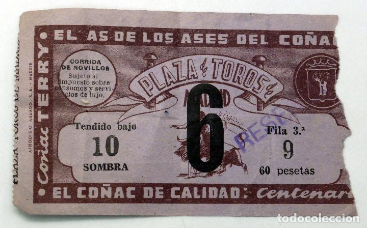 Bullfighting: Entrada Plaza toros Madrid Corrida Novillos a&ntilde;os 40 publicidad Centenario Terry