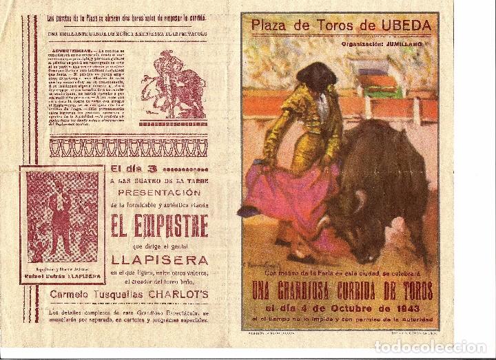 Tauromaquia: Programa Corrida. Plaza de Toros de &Uacute;beda. 1943. Manolete - Foto 1