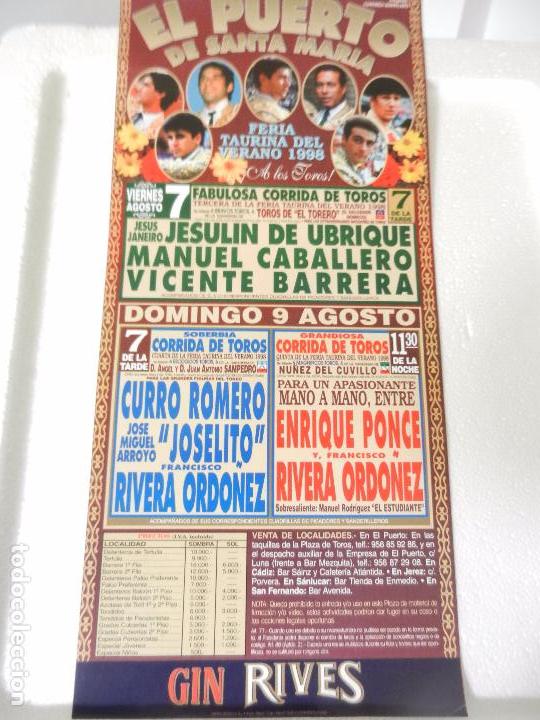 Tauromaquia: CARTEL DE TOROS EN EL PUERTO. AGOSTO 1998. JESULIN, CABALLERO, BARRERA, ROMERO, JOSELITO, RIVERA.