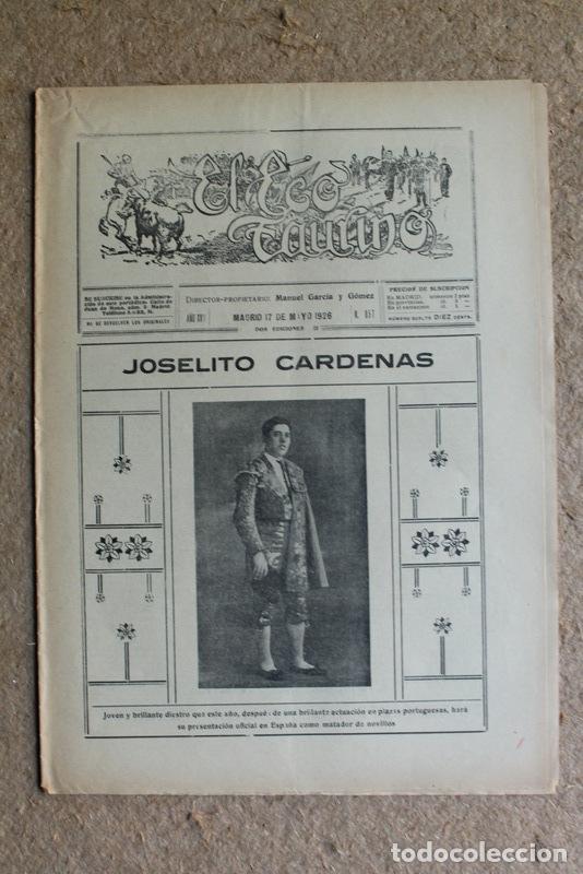 Tauromaquia: El Eco Taurino. Madrid, 17 mayo 1926. N&ordm; 857. Joselito C&aacute;rdenas.