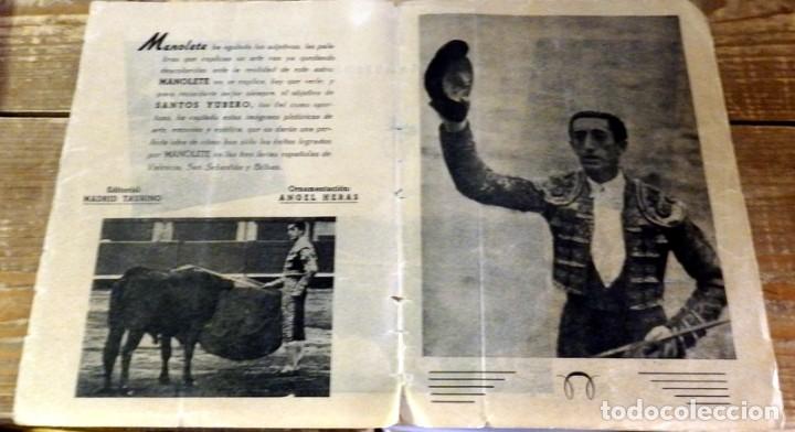 Tauromaquia: MANOLETE, 1944, HOJA PARA ENMARCAR A DOS CARAS, CARTEL, 31X21 CMS,