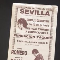 Tauromaquia: PLAZA DE TOROS DE SEVILLA - 1968 - CARTEL - CURRO ROMERO, RAFAEL DE PAULA, PEPE LUIS VÁZQUEZ.... Lote 97854415