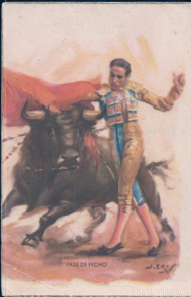 Tauromaquia: POSTAL PASE DE PECHO - ALBUM TAURINO - OLEOS DE J CROS - CIRCULADA