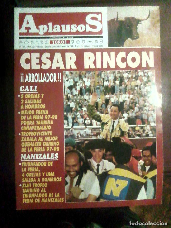 Tauromaquia: Revista Aplausos , n.&ordm; 1060, 19 de enero de 1998 - C&eacute;sar Rinc&oacute;n, Cali, Manizales
