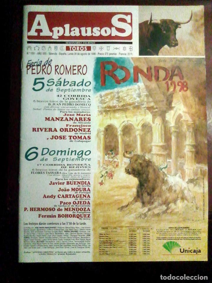 Tauromaquia: Revista Aplausos n.&ordm; 1091, 24 de agosto de 1998 - Feria de Pedro Romero, Ronda