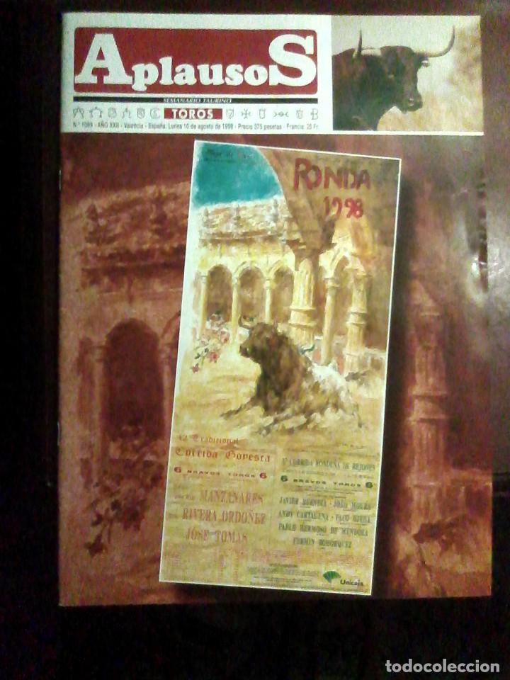 Tauromaquia: Revista Aplausos n.&ordm; 1089, 10 de agosto de 1998 - Feria de Pedro Romero, Ronda, Jos&eacute; Tom&aacute;s