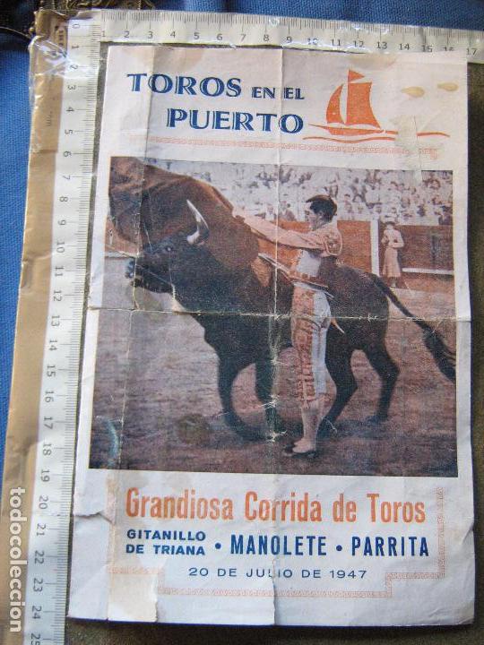 Tauromaquia: PROGRAMA DE MANO - PUERTO SANTA MARIA - 1947 - GITANILLO TRIANA - MANOLETE