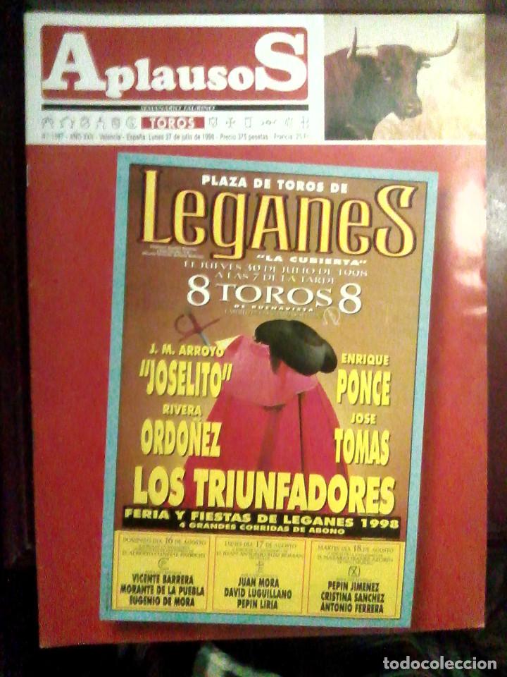 Tauromaquia: Revista Aplausos N.&ordm; 1087, 27 de julio de 1998 - Legan&eacute;s, Joselito, Ponce, Ord&oacute;&ntilde;ez, Jos&eacute; Tom&aacute;s