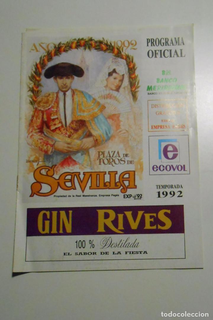 Tauromachie: PROGRAMA OFICIAL PLAZA DE TOROS DE SEVILLA. TEMPORADA 1992. MAESTRANZA. TDKP2